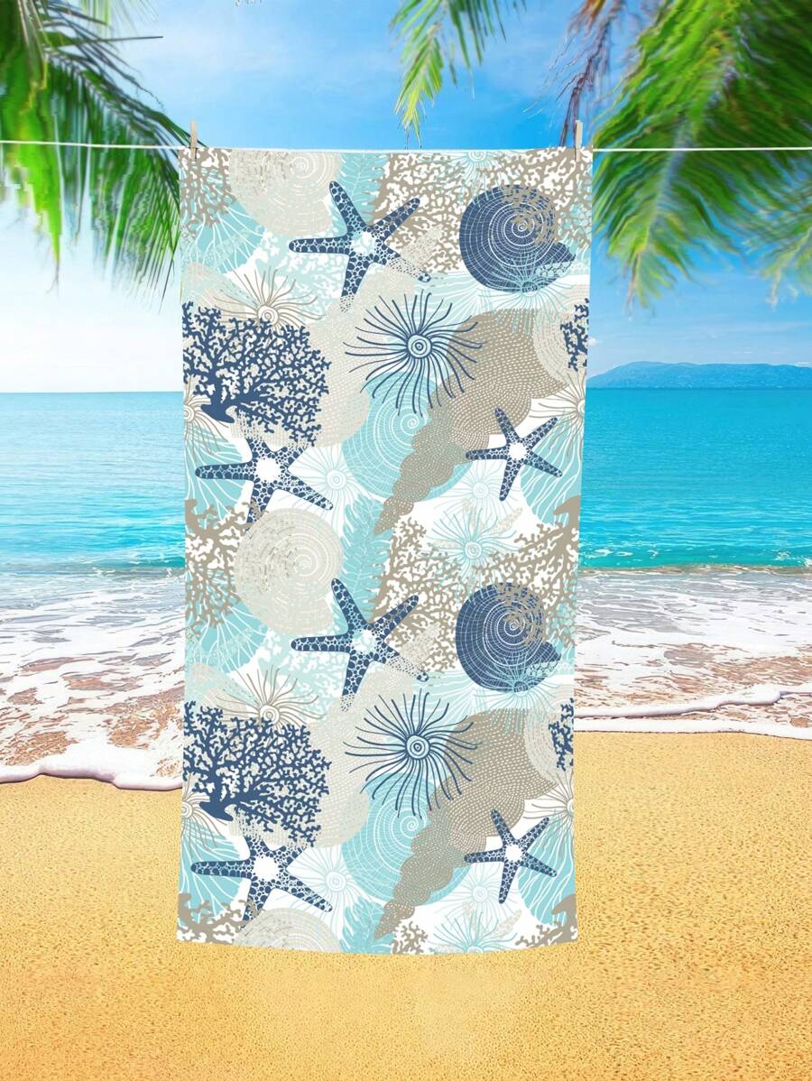 Toalla de playa de fibra ultra fina de 250 g/m² con gafas de sol, estrellas de mar o impresión de conchas de colores, ideal para viajar, acampar, nadar, picnics, yoga, como toalla de baño, toalla de playa, chal, 1 pieza de 70*140cm o 1 pieza de 90*180cm - Toalla de baño/playa resistente a la arena, de secado rápido, suave y absorbente, para deportes, yoga, natación, senderismo, baño, viaje, vacaciones, decoración de baño, artículos esenciales para la playa