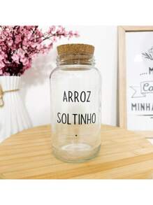 Pote de vidro com frase para 500 gr de arroz