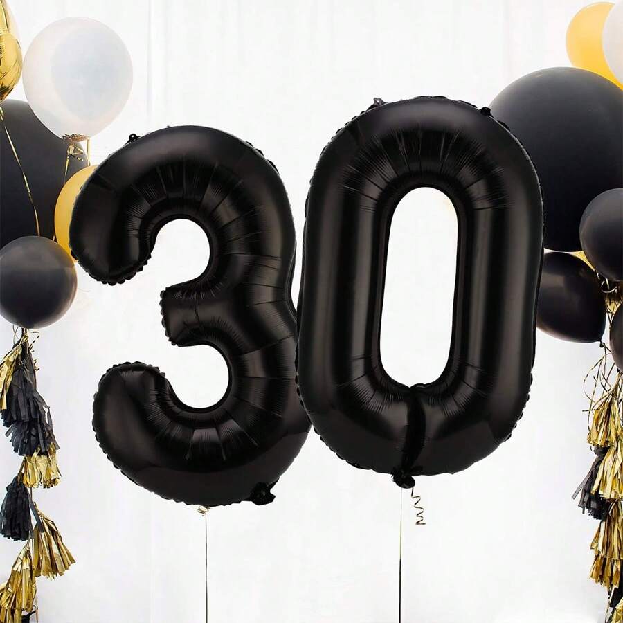 40 inch zwarte Jumbo digitale folieballon voor verjaardags- en feestdecoratie, verjaardagsbenodigdheden (cijfers 0-9), Kerstmis