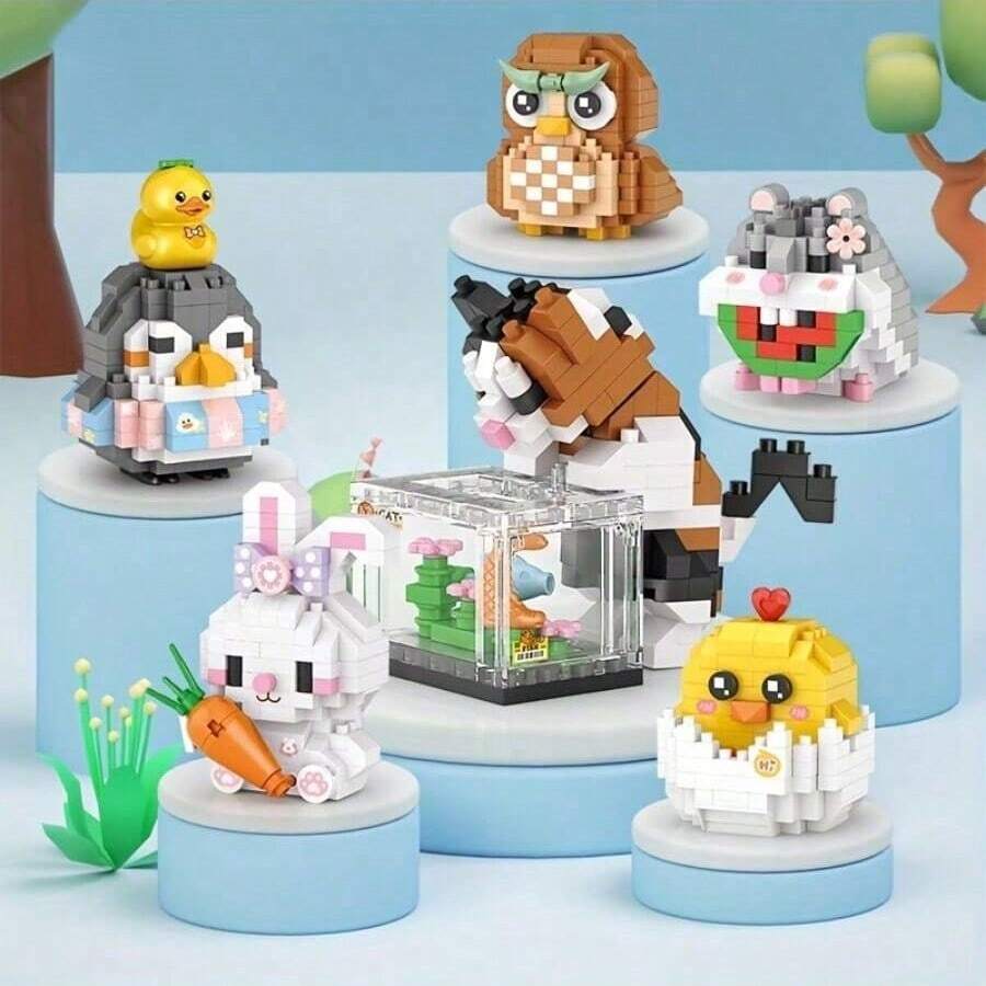 500 pièces/set Cute Animal Mini Blocs de construction ABS, Jouets de construction miniatures de chiens & chats DIY, Cadeau de décoration de maison créative pour anniversaire, fêtes, Saint-Valentin, Nouvel An chinois, Rentrée des classes