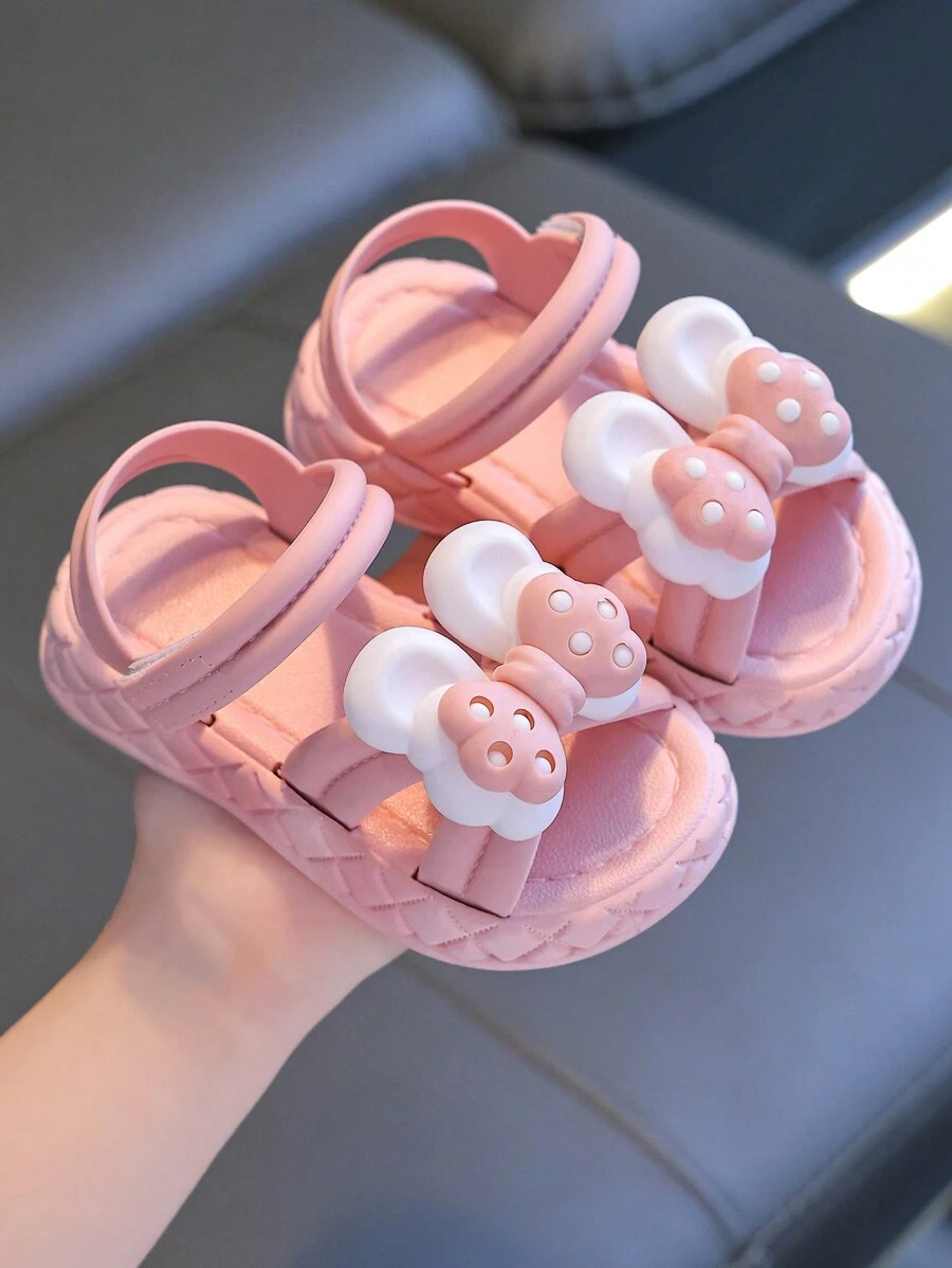 1 Paar Kinderhaus-Pantoffeln mit Schleifendesign, süße Mädchen-Sandalen für den Sommer