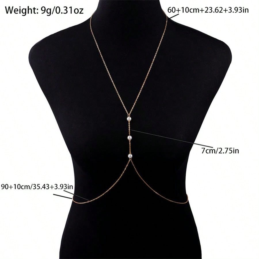 Chain Fashionable Sexy Bikini Simulated Pearl Necklace Body Chain Shein Uk