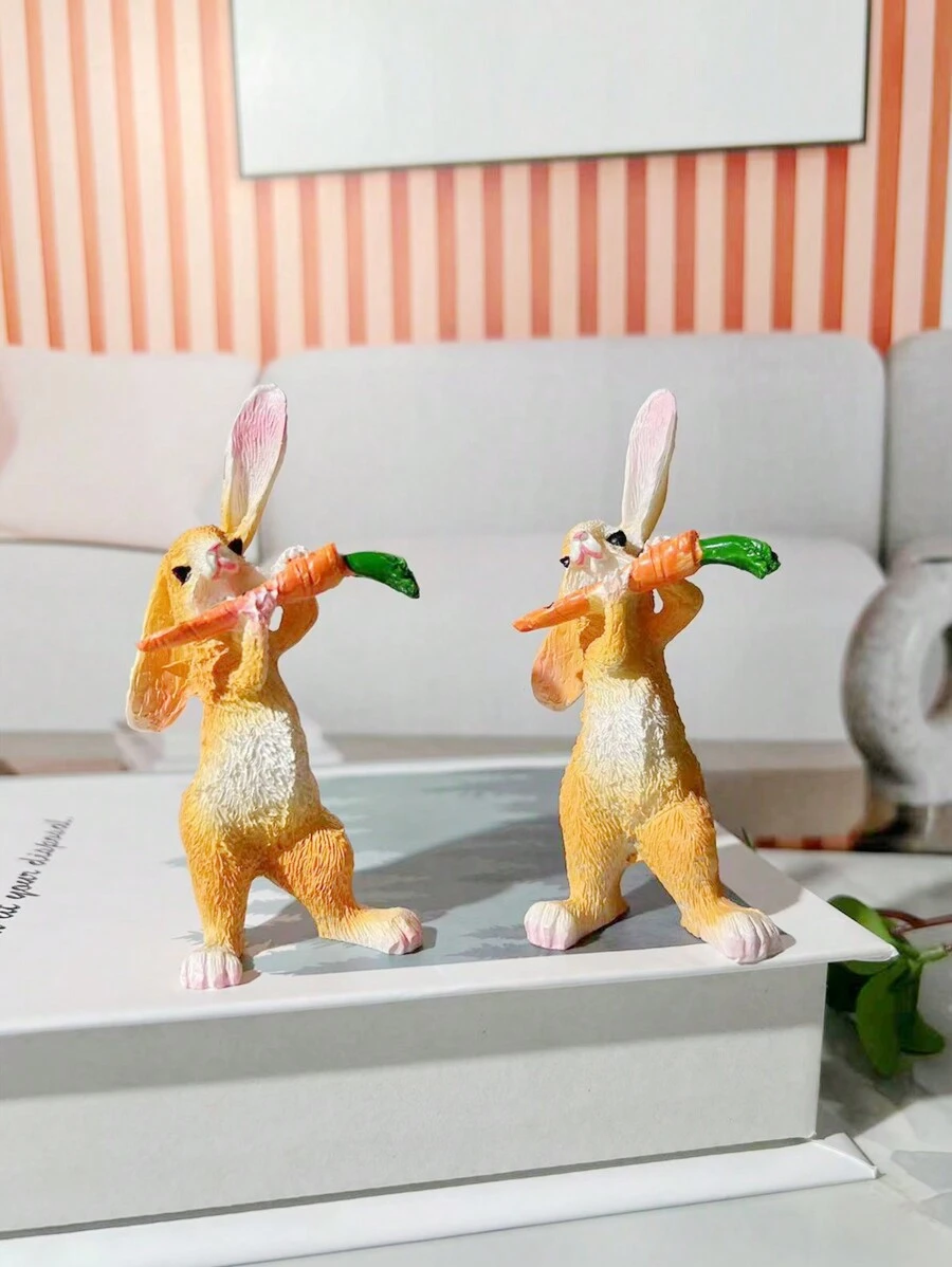 1 pieza Decoración para el hogar con forma de flauta de zanahoria y conejo para decorar el pasillo, escritorio de oficina en Pascua
