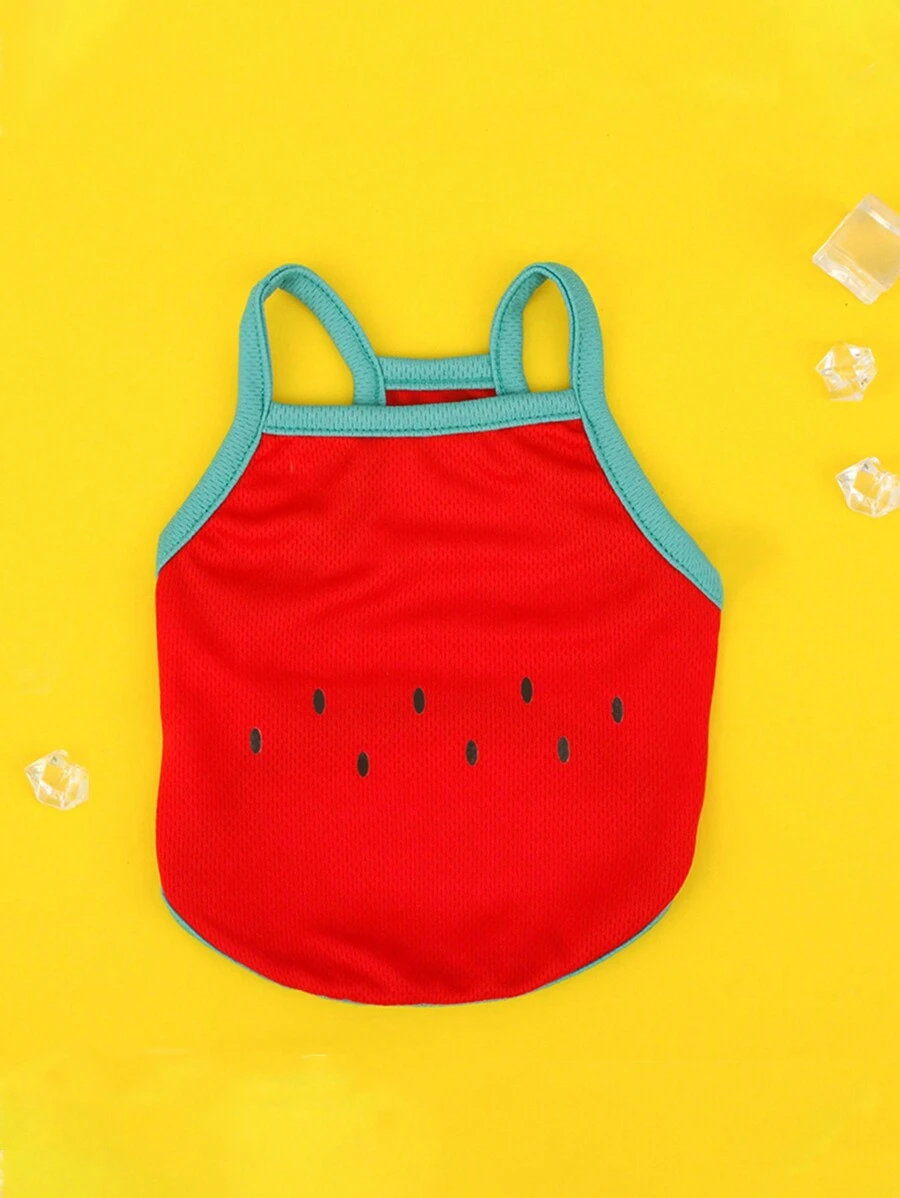 1pc Pet Summer Breathable Printed Camisole Clothes, Suitable For Small & Medium-Sized Cats And Dogs, Anti-Shedding