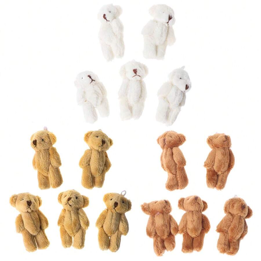 Set de 5 ositos de peluche mini con articulaciones en estilo lindo, oso de peluche, juguetes de peluche para mascotas, juguetes de oso de peluche