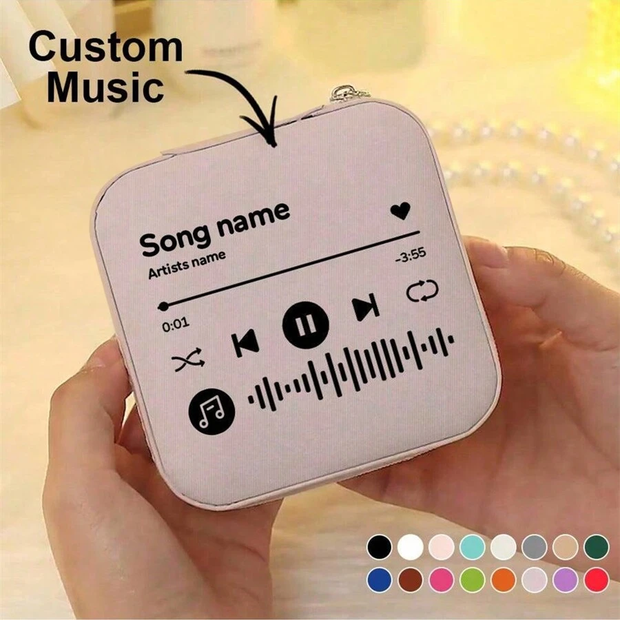 1pc Portable Travel Mini Jewelry Box With Custom Music Code Jewellery Ring Organizer Case Storage Gift Box For Girls Women 12 Colors Optional 10*10*5cm Fashion Birthday Gift For Girlfriend Mother