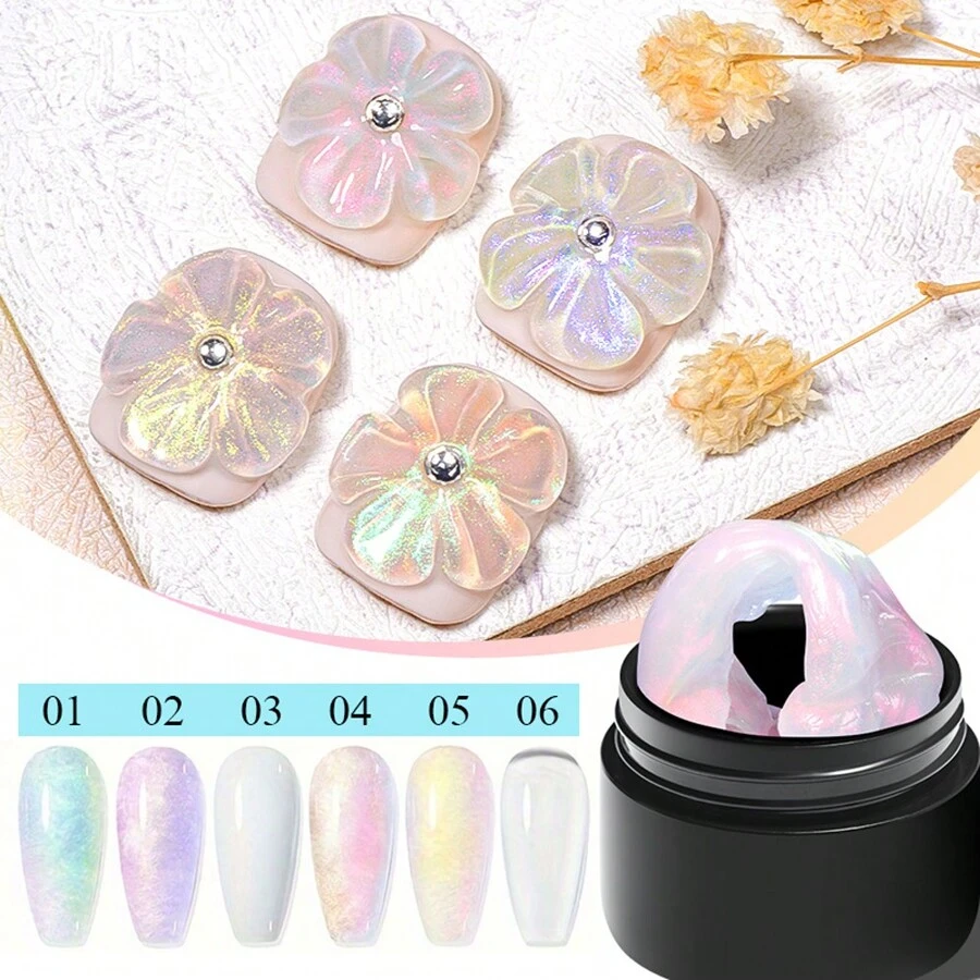 6 Pezzi/set Gel Di Costruzione Per Unghie Solide, Gel Non Appiccicoso Per Le Mani Per Unghie, Gel Rigido Per Unghie, Gel Per Intagli In Rosa, Viola, Verde E Giallo Per La Decorazione Unghie Fai-da-te Da Salone O Per Casa