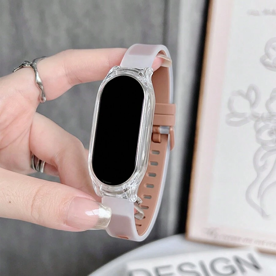 1pc Replacement Wristband Compatible With Xiaomi Mi Band 8/7, Made Of Transparent Dual Color Creative Design Silicone, Compatible With Mi Band 6/5 Or Nfc Edition 4/3, Unisex Accessories, Ins Style