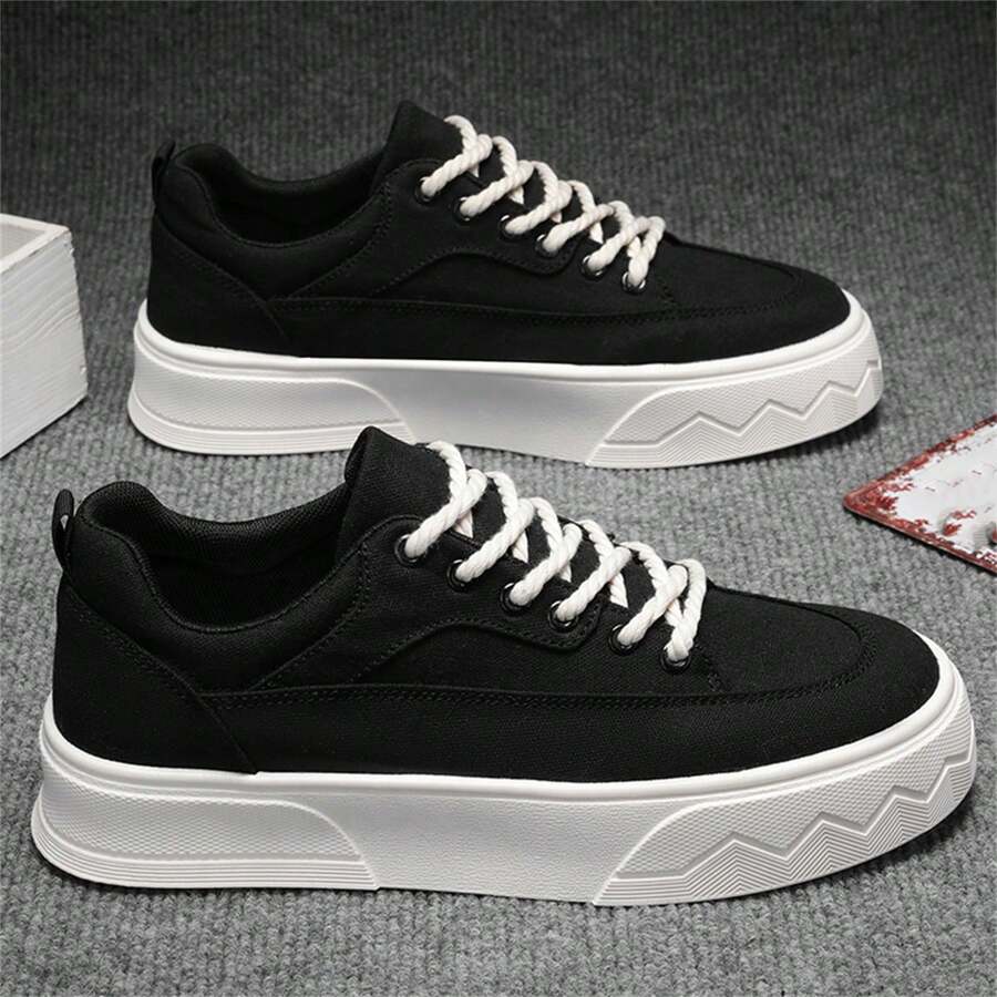2024 New Style Men's Canvas Shoes Thick Bottom Anti-Slip Casual Low-Top Comfortable Sports Shoes