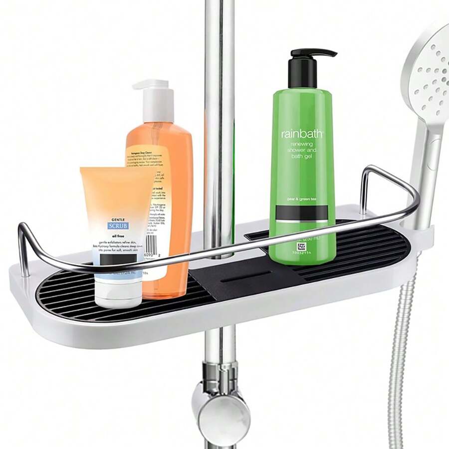 Bathroom Shower Caddy, Single Tier Adjustable Shower Head Holder Wall Mount, Rust Proof Shower Organizer Shelf