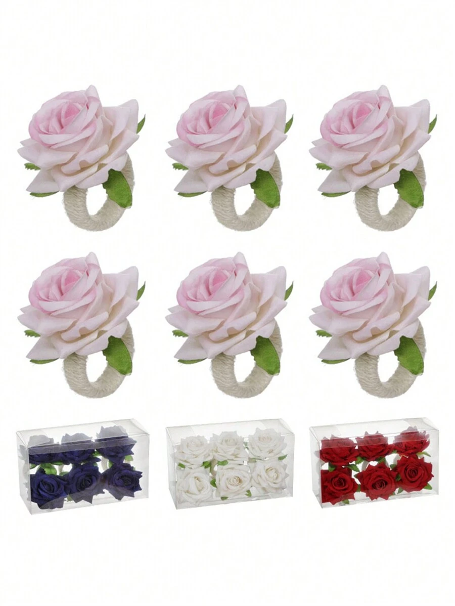 1pc/6pcs/12pcs/24pcs Simulation Napkin Rings Western-Style Hotel Mouth Cloth Handmade Creative Mori Style Rose Napkin Holder New Napkin Buckle