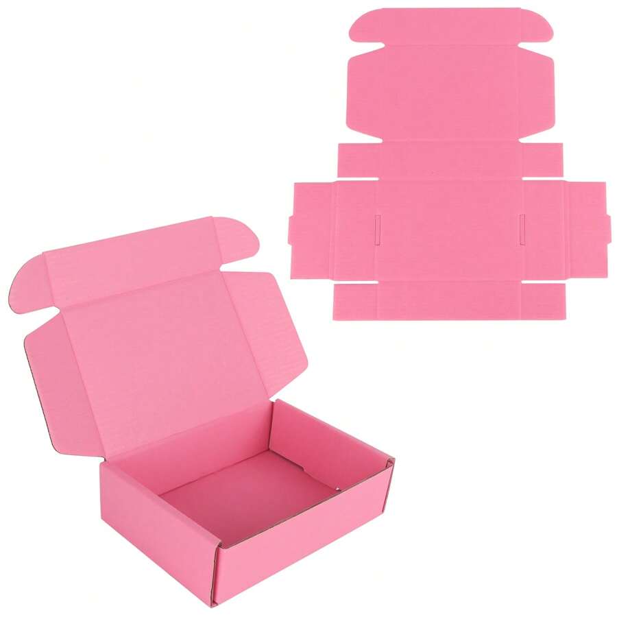 10pcs Pink 3-Layer Extra Sturdy Corrugated Cardboard Packaging Box, Size: 5.12x3.15x1 Inches / 10pcs 5.12x3.15x1 Inches Small Mailer Shipping Boxes Packing Box, Corrugated Cardboard Box Ideal For Small Business Packaging, Crafts, Festivals, And Christmas Gift Packing (Pink),Christmas Valentine Day