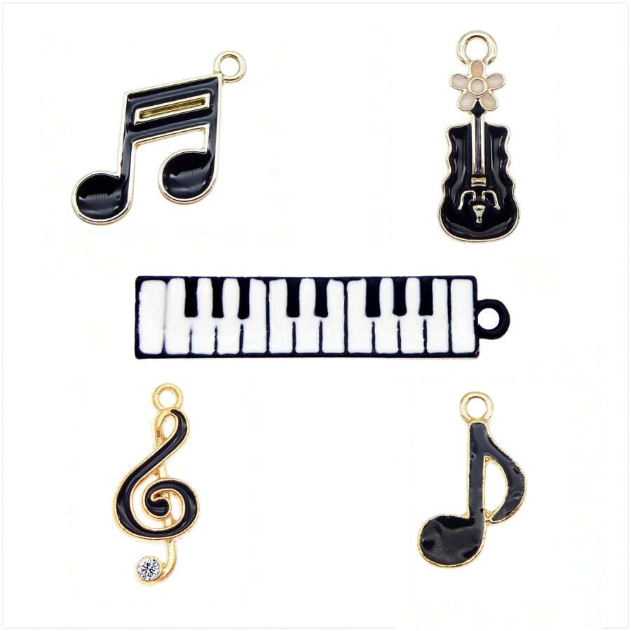12pcs Piano Violin Music Note Enamel Charm Pendants For Jewelry Necklace Bracelet Earrings DIY Keychain Craft
