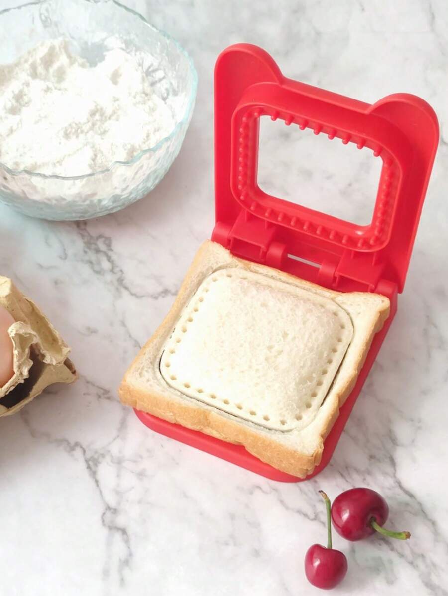 1 Cortador De Pan De Sándwich En Rojo, Cortador De Galletas De Múltiples Formas, Molde De Pan, Rebanador De Tostadas Y Cortador De Pan De Bolsillo