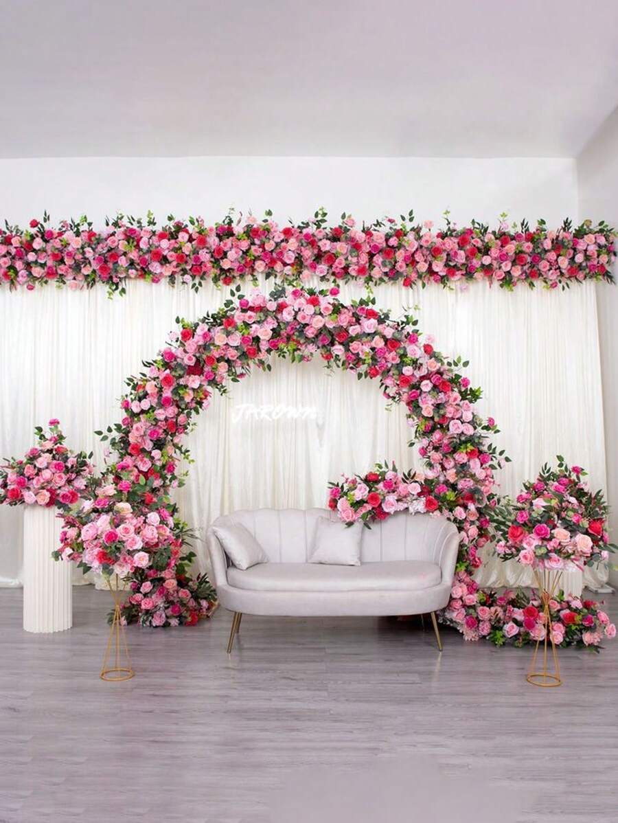 1pc 7.5ft Garlands & Vine Suitable For Room Hanging, Artificial Rose Vine For Wedding Anniversary Birthday Wall Arch Decoration, Spring Pink Flowers, Valentine Day, Gift,Fake Plants
