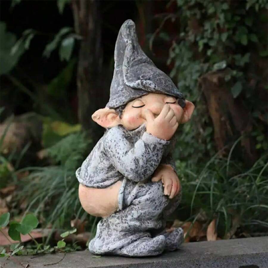 1 Garden Gnome Statue, Resin Garden Gnome Handicraft, Garden Decoration, Creative Garden Statue Decoration, Weather Resistant And Fun Garden Gnome Decoration, Outdoor Indoor Courtyard Lawn Porch Decoration, Garden Outdoor Courtyard Lawn Decoration Ornament Resin