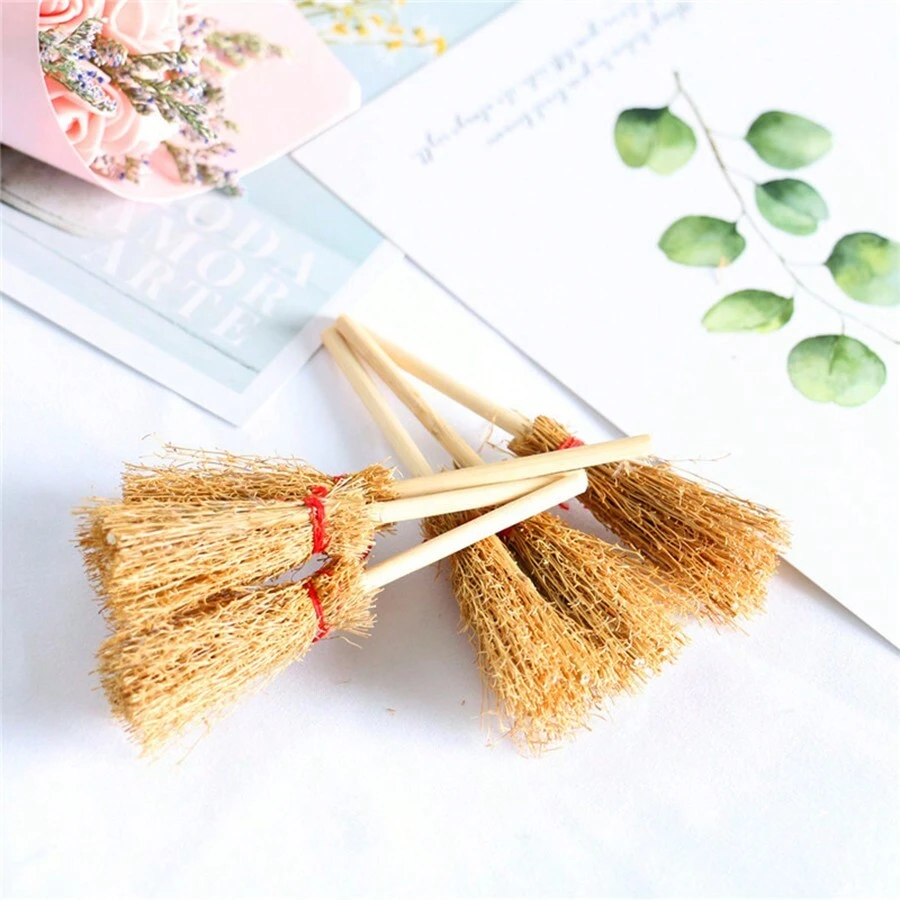 3/6pcs/Set Miniature Broom Dollhouse Model Accessories, Mini & Large, For 1:12 Dollhouse And Dolls, Birthday Gift, Toy Miniature Broom,Miniature 1 12,Dollhouse Bathroom
