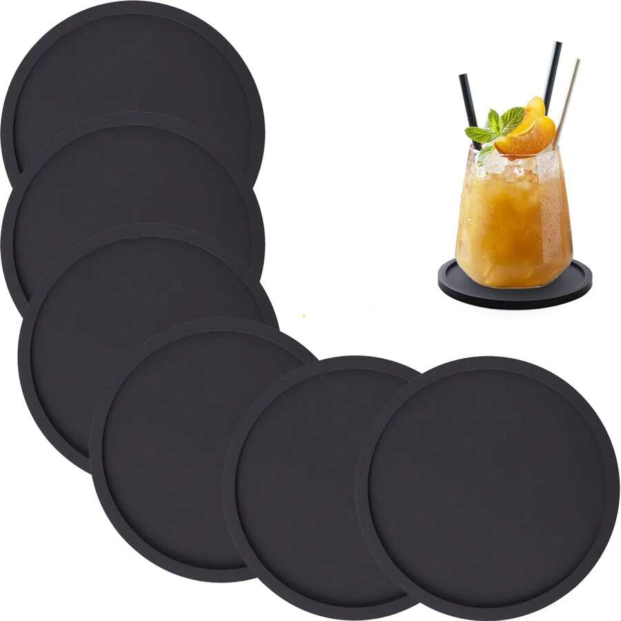 9.9cm(3.9in) Round Silicone Cup Mat, Non-Slip Heat Resistant Reusable Drink Coaster For Table, Desk, Kitchen, Office, Bar