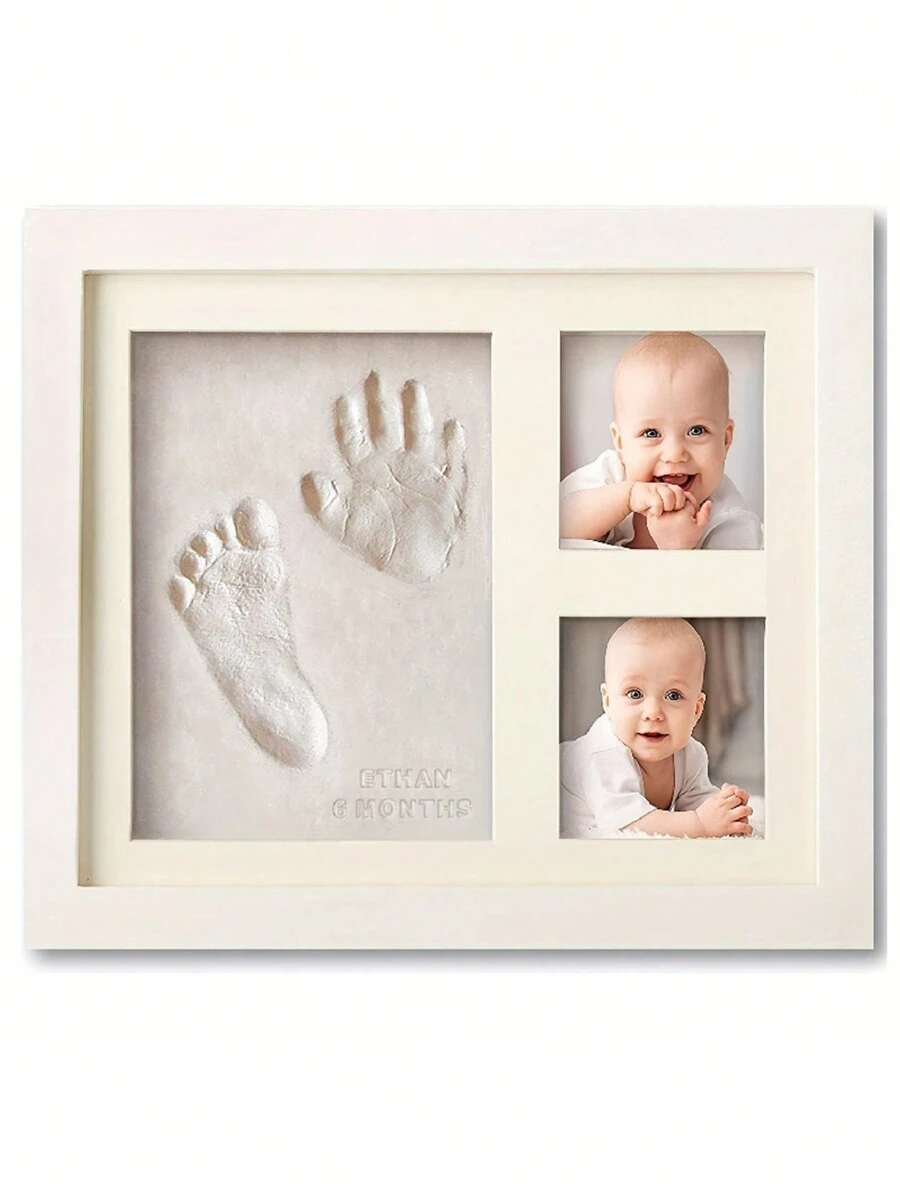 1 Set Kit de marco de fotos para huellas de manos y pies de bebé - Regalo para la ducha de bebé para mamá - Marco de huellas de mano y pie del primer año del bebé Decoraciones y regalos familiares para la ducha de bebé, regalo de Pascua para niñas/niños