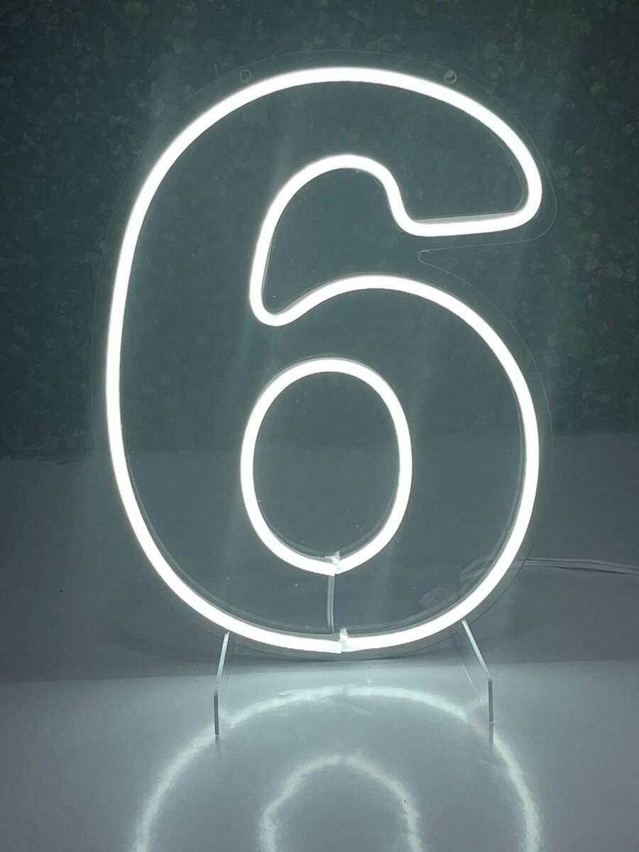 Painel Neon Numero 6 Festa Iluminação Frio ou Quente 30 Cm