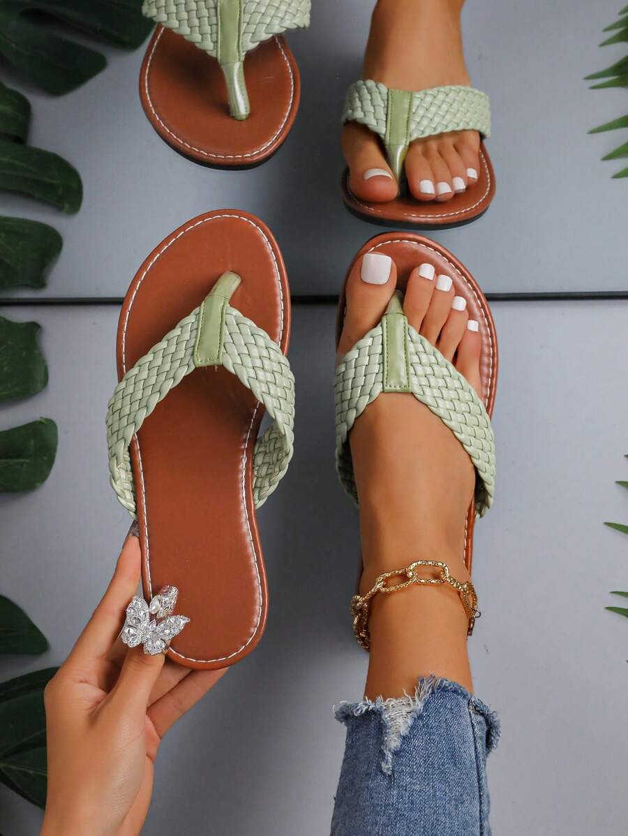 Sandales plates de plage décontractées pour femmes, chaussures plates de loisirs sportifs confortables et antidérapantes