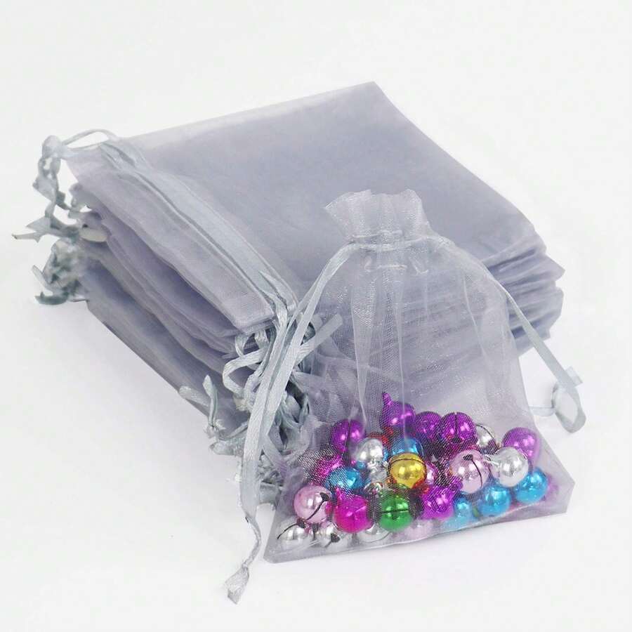 50 pièces Sacs cadeaux en organza avec cordon de serrage pour les faveurs de mariage, bracelets, emballage, petits sacs cadeaux transparents pour fournitures scolaires, sacs alimentaires, boîtes alimentaires convenant aux bonbons, chocolats, cookies, etc., Noël, Saint-Valentin
