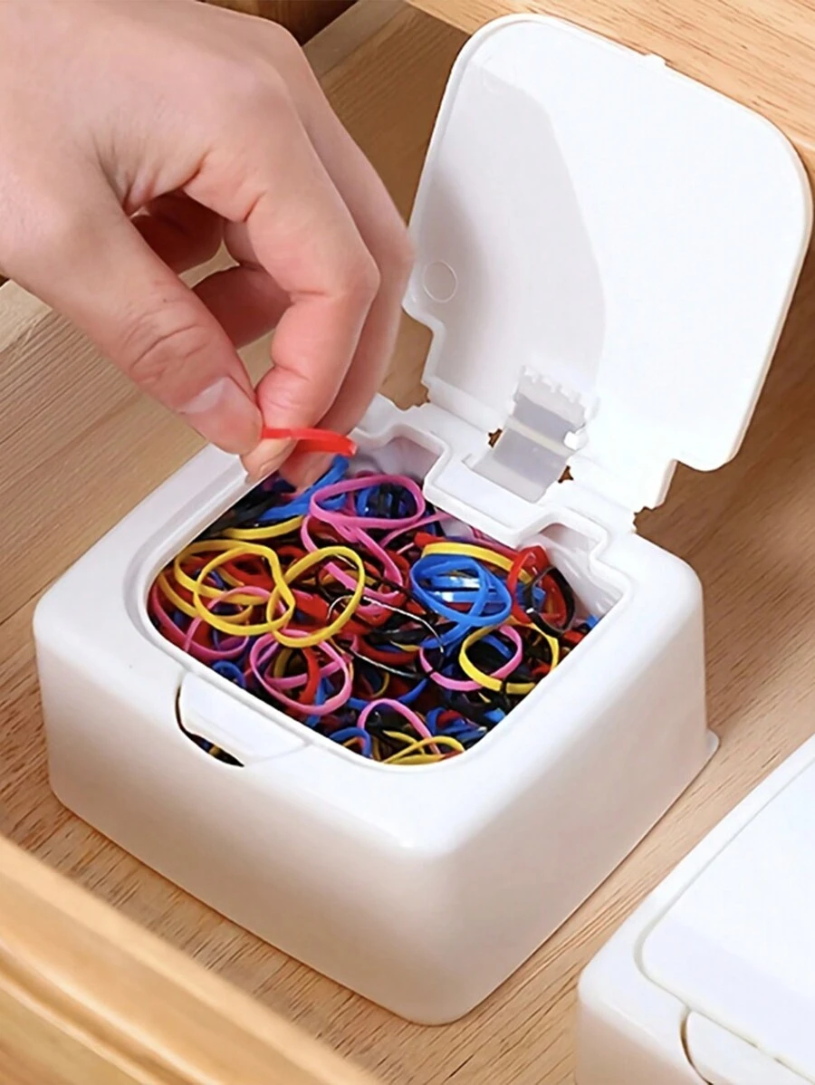 1pc Desktop Snap-On Storage Box, Mini Desktop Organizer Box, Clean Swab Box, Small Items Storage Box, Jewelry Storage Box, Plastic Covered Storage Bucket, Clean Swab Box, Dust-Proof Small Items Organizer