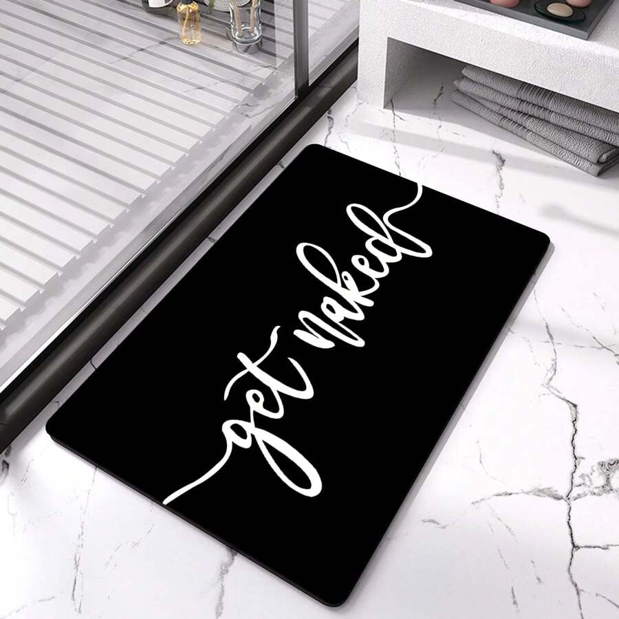 Quick Dry Absorbent Bath Mat Rug,Funny Black Bathroom Decor Non-Slip Thin Rubber Bathroom Rug Fit Under Door Floor Mat For Bathtub, Shower Room, Sink Floor Carpet Outdoor Rug Door Mat Summer Bathroom Accessories Back To School