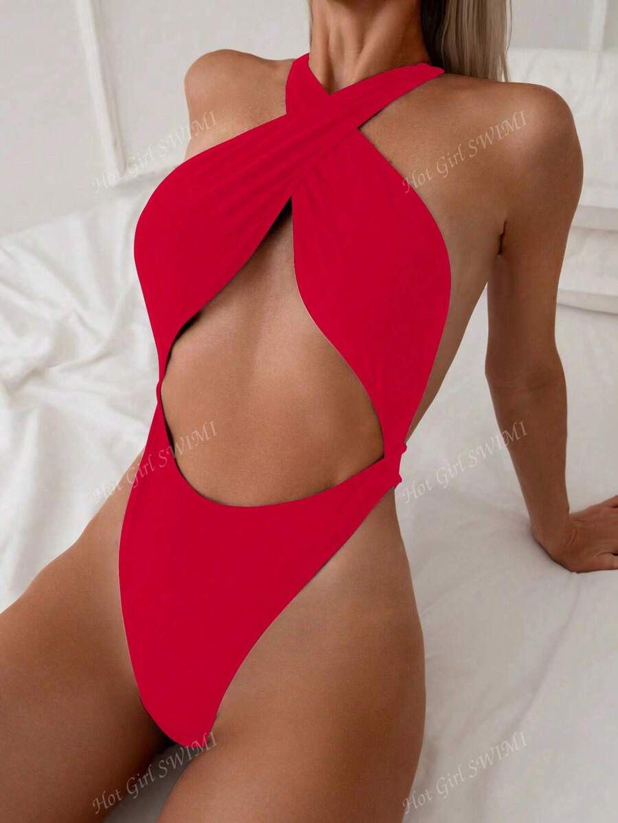 New Arrival Halter Neck Tight Backless Holiday One-Piece Swimsuit Summer