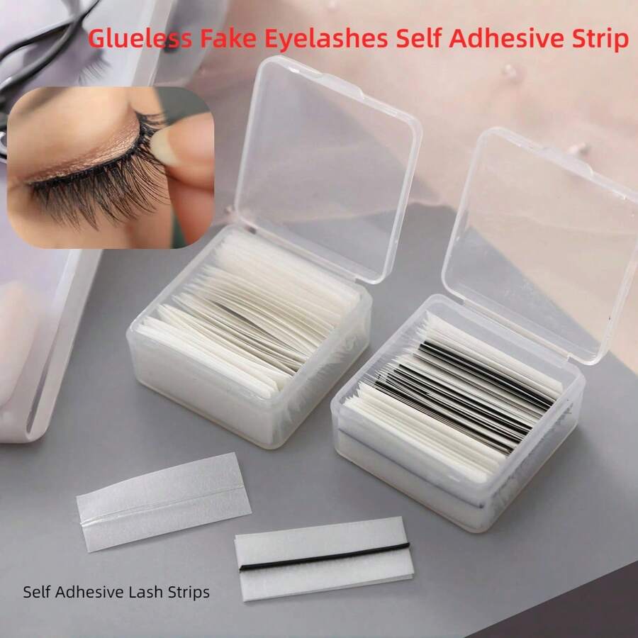 Glueless Fake Eyelashes Self Adhesive Strip,No Glue Needed, Waterproof, Reusable & Lasting Stickiness,Lash Extension Tools,Self Adhesive Lash Strips,Lash Glue Replacement