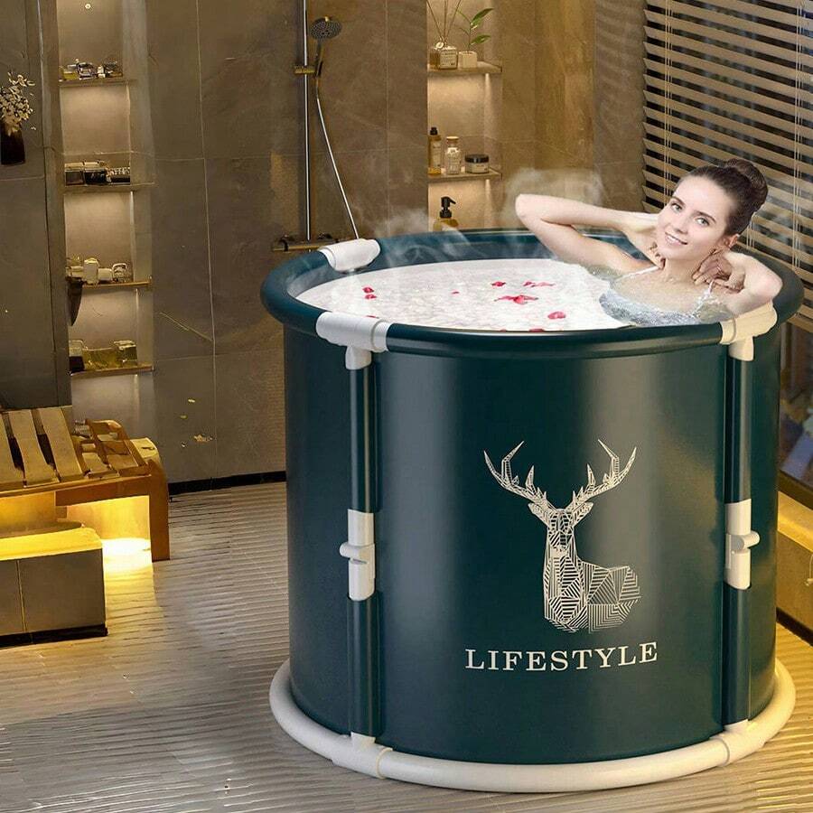 Installation-Free Foldable Adult Bathtub, Multifunctional For Bathing And Sauna, Shower Basin Bathroom Decor Summer Bathroom Accessories Back To School