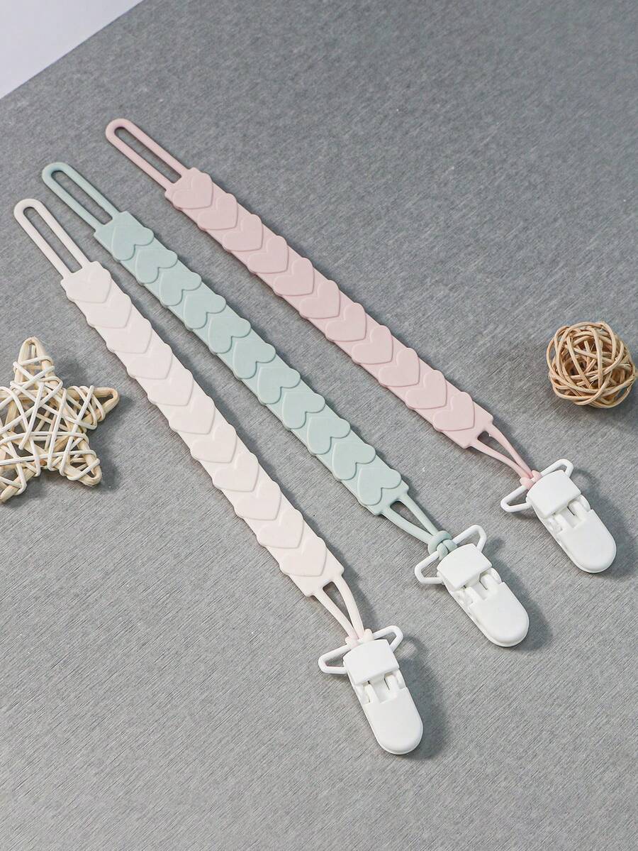3pcs Silicone Pacifier Clips With One-Piece For Baby Boys And Girls - Flexible And Rust-Free Holders For Teething Relief And Baby Essentials, For Newborns