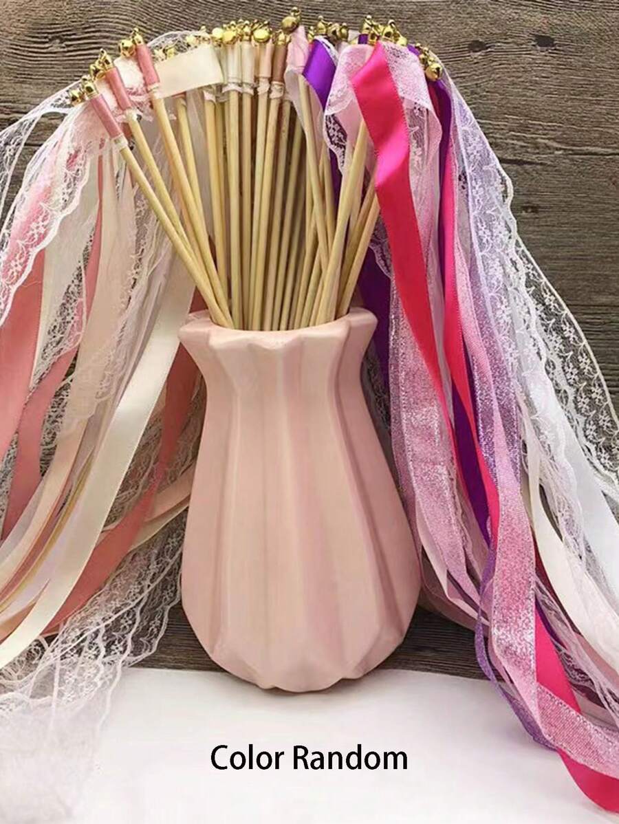 12pcs/Set Colored Ribbon Magic Wands, Random Color Fairy Wands Streamers Decoration For Wedding Party Supplies