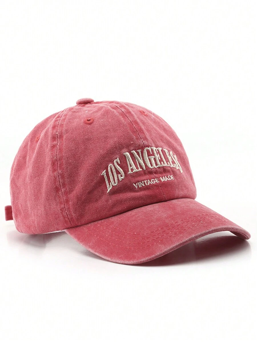 1 Pieza Gorra De Béisbol Vintage De Moda En Azul Lavado Con Bordado De Letras 'los Angeles'