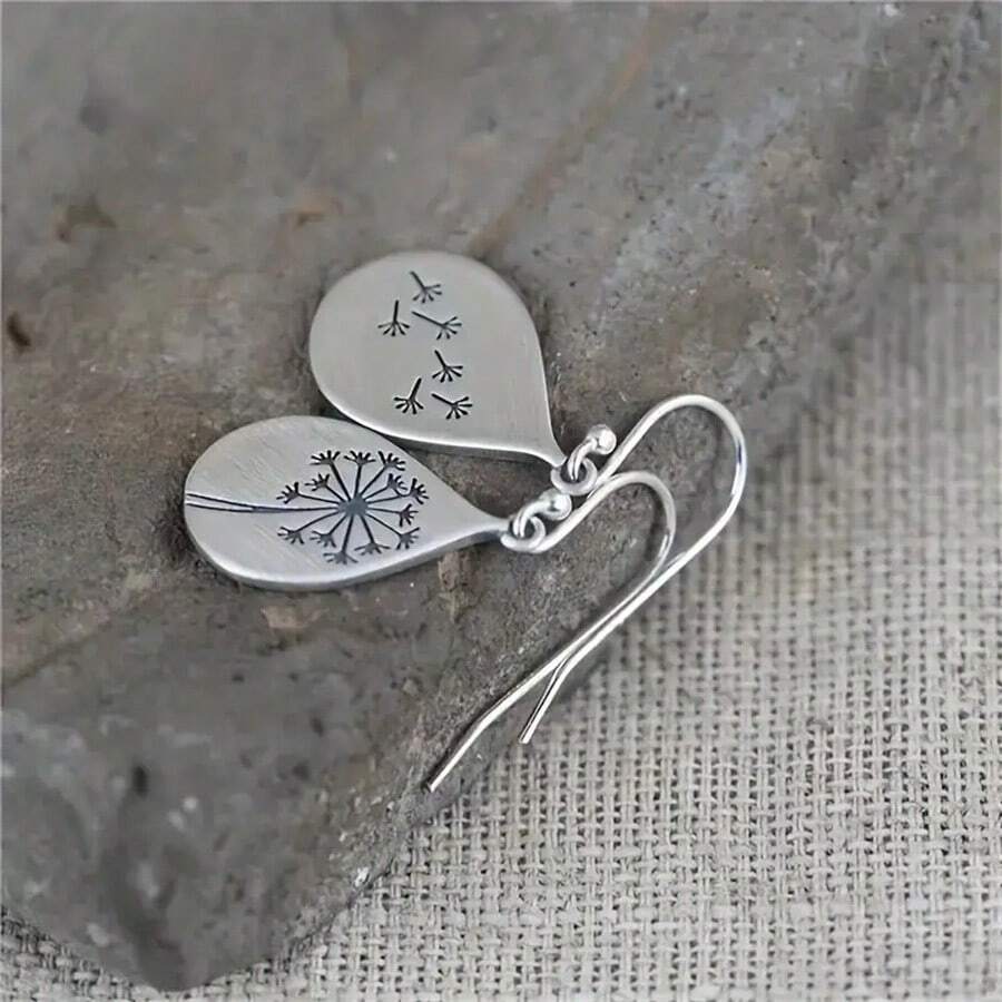 1 Pair Retro Dandelion Style Simple Earrings, Fashion Jewelry Gift For Women, Wedding, Engagement, Anniversary