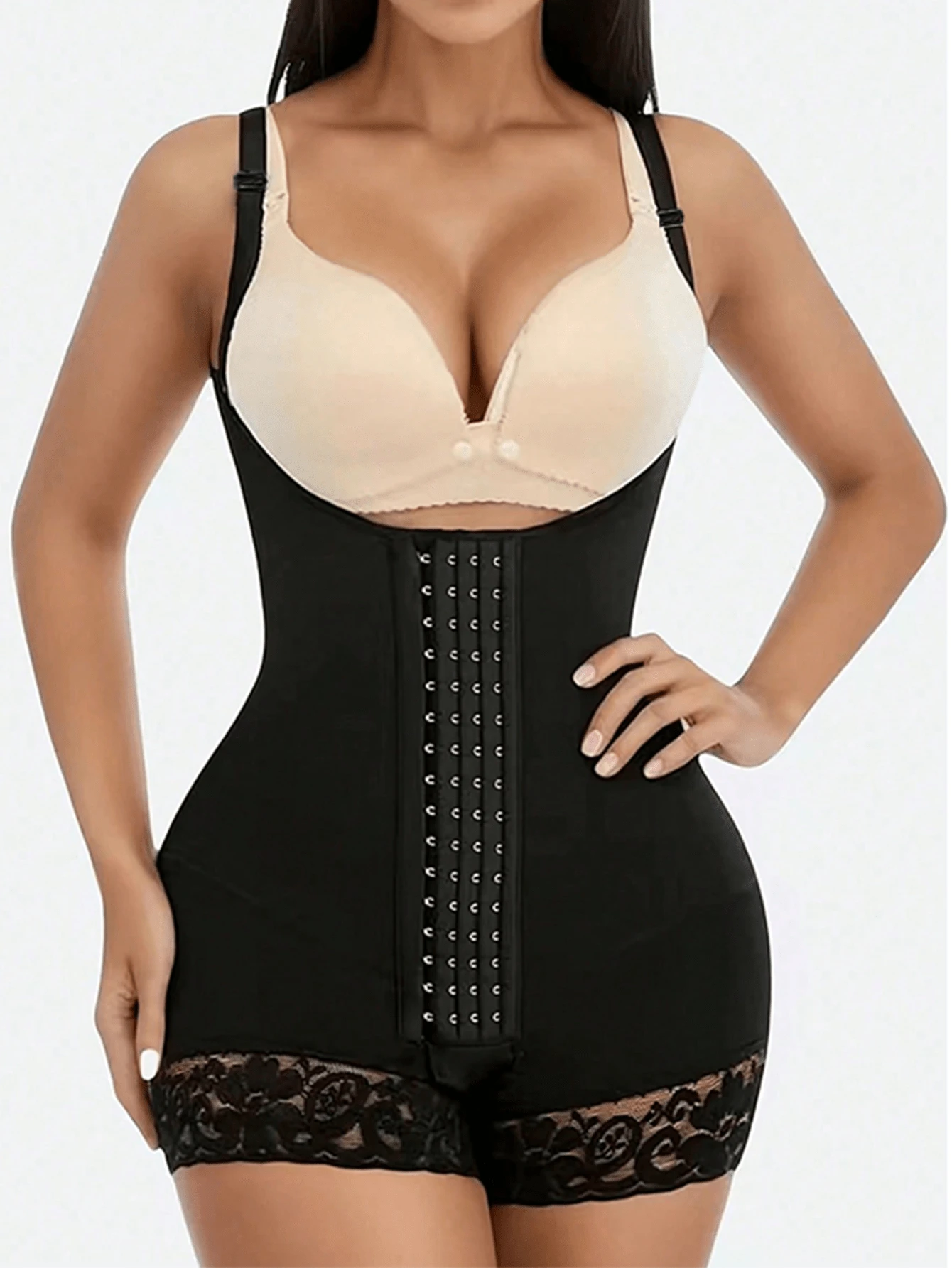 1 pièce Body gainant compressif pour femme grande taille, combinaison sans manches, taille haute, contrôle ventre, shorts de faja, ceinture de formation de taille