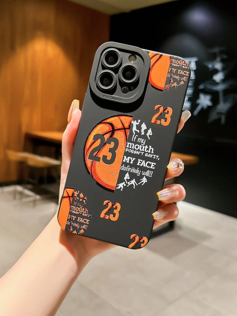 1 Stück TPU Basketball Serie Handyhülle mit Sturzsichere Ausführung und Kameraobjektivabdeckung kompatibel mit iPhone
