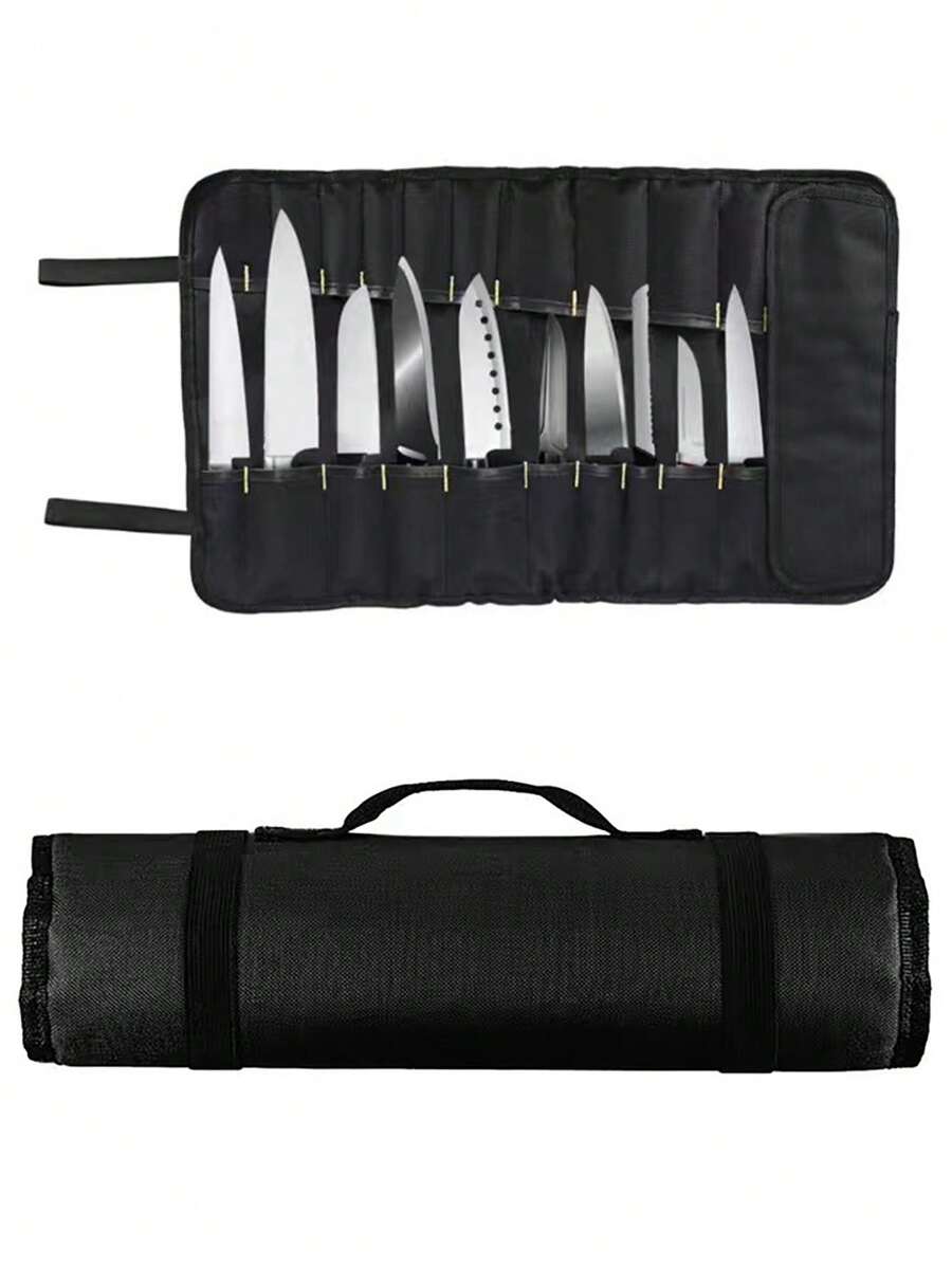 1pc Knife Storage Bag Portable Storage Bag, Canvas-Free Outdoor Portable Reel Picnic Bag Chef Knife Kit Chef Knife Kit Picnic Bag Knife Storage Bag, Large Capacity Roll Portable Storage Bag Chef Kit Oriental And Western Food Chef Knife Storage Bag Waterproof Storage Bag Multifunctional Knife And Fork Storage Bag Portable Storage Bag, Camping Props Storage Bag