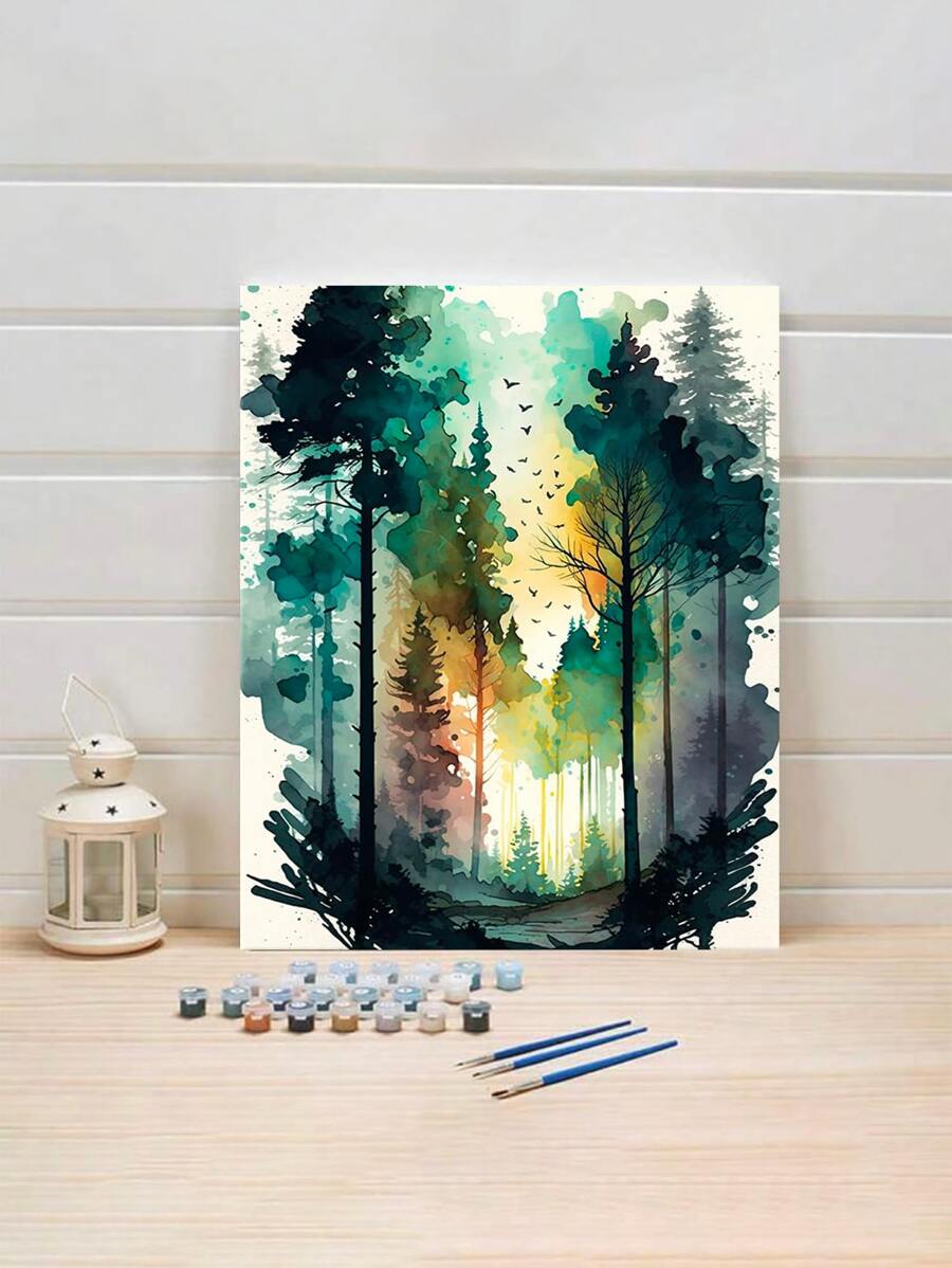Ink Tree Forest Personality DIY Digital Oil Painting Set, Art Painting Set, For Bedroom And Art Wall Decoration, The Best Gift For Friends