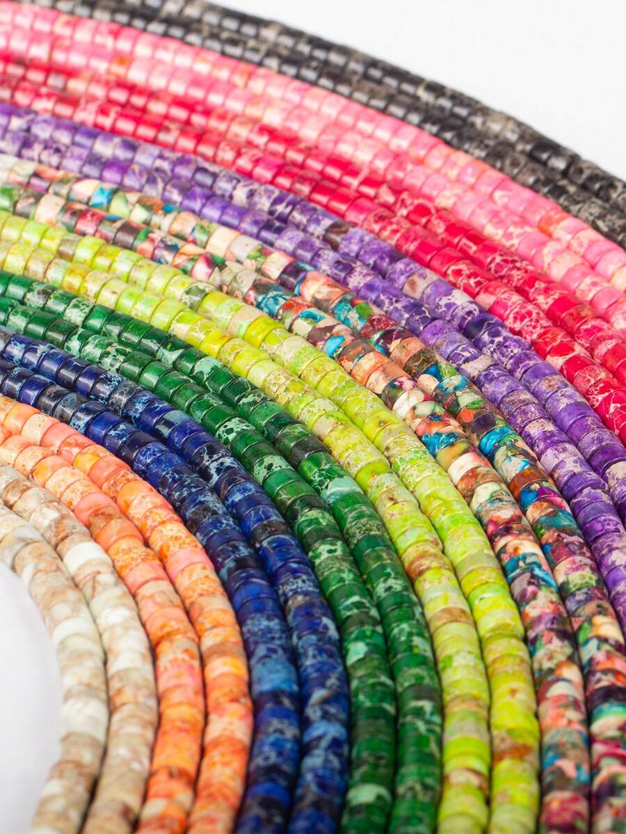 (55-60)Pcs/3*6mm Multi-Color Imperial Stone Pipe Bead Cylindrical Partition Loose Bead, Diy Bead String Jewelry Accessories, Necklace, Earrings, Bracelet Production