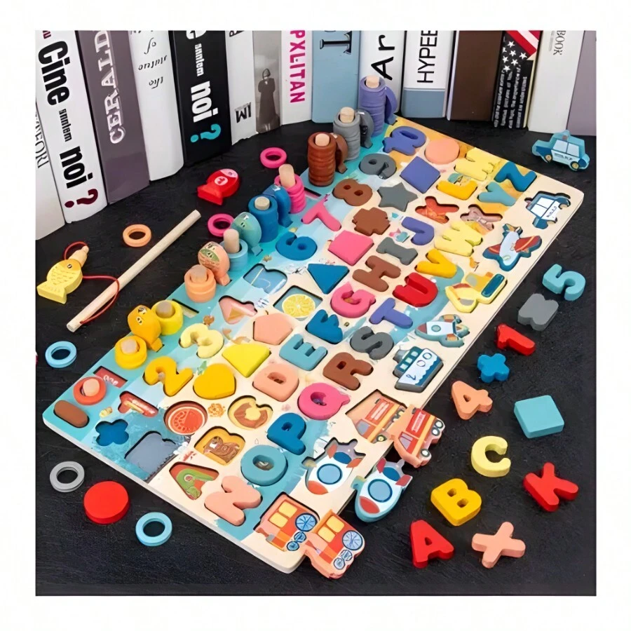 Juguete Educativo Tablero Montessori Grande Madera Dinamico Colores Letras Numeros Transportes Conteo Pesca Matemáticas Divertido Multicolor Abcedario Figuras Geometricas Practico Ligero