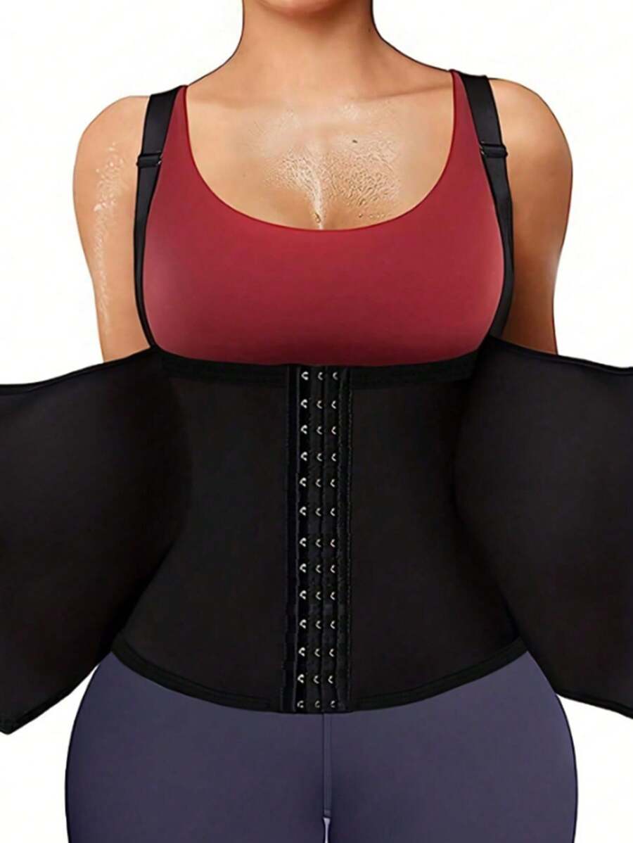 Sport Outdoor 1 Stück Reißverschluss & Haken Verschluss Schwarzes Trägerhemd Formende Unterwäsche Taillenformer Corsage Fitness Zubehör