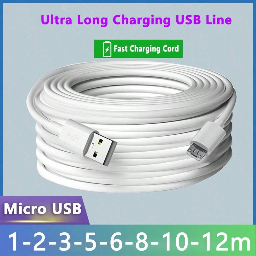 Max 12M Micro USB Cable Android Compatible With Samsung Galaxy S7 S6+ Android USB Phone Cables Camera Monitor Mobile MP3 Players Power Bank Recorder Projector Charge Extension Cable Usb Cord(Can't Data Transfer) Compatible With Samsung Galaxy S7/ HTC Compatible With LG Android, Kindle, Compatible With PS4, Camera, MP3 Micro-USB