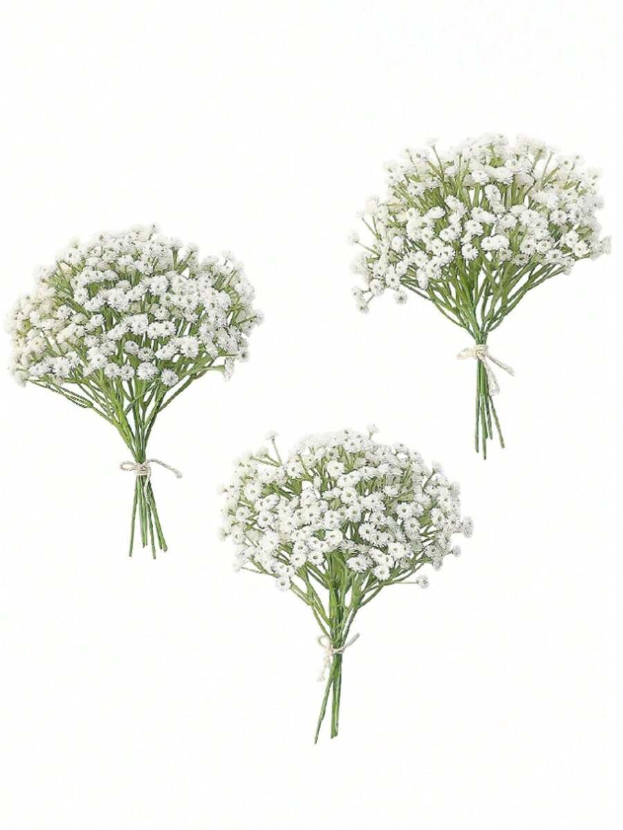 3 piezas/6 piezas/12 piezas Flores artificiales realistas de color verde niebla, flores falsas blancas de tacto real para ramos de boda, centros florales y decoración navideña, regalos para compañeros de clase y maestros