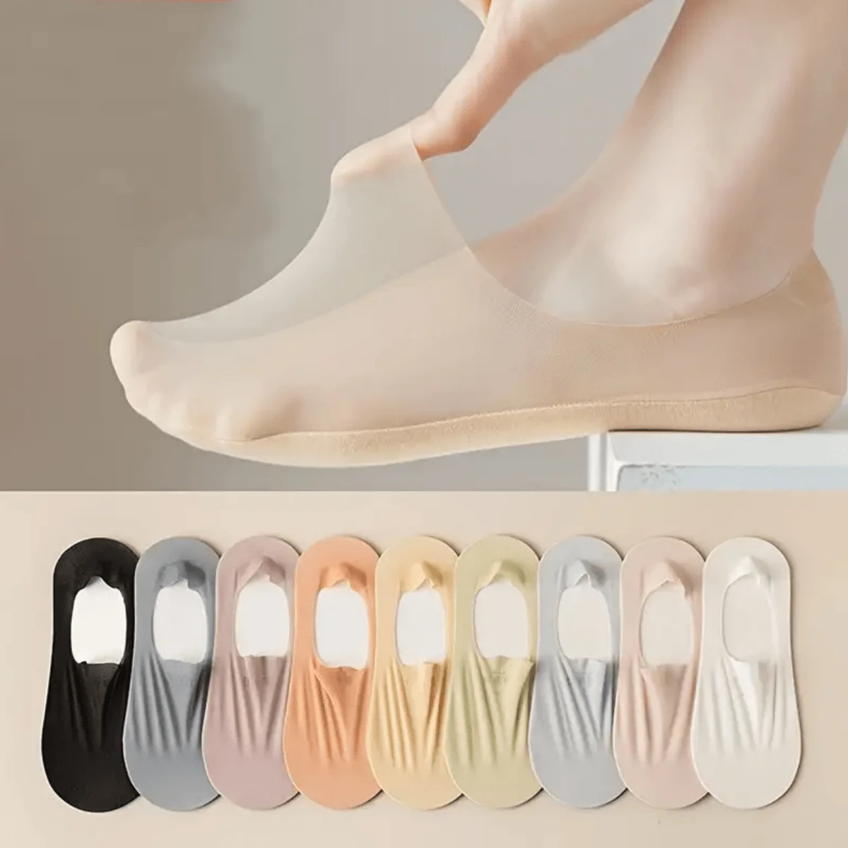 Sports Outdoor 3pairs Of Ultra-Thin Breathable Ice Stockings For Spring And Summer, Shallow Non-Slip Women's Socks, High-Heeled Shoes Invisible Socks, Suitable For Shallow Shoes, Low Top Shoes