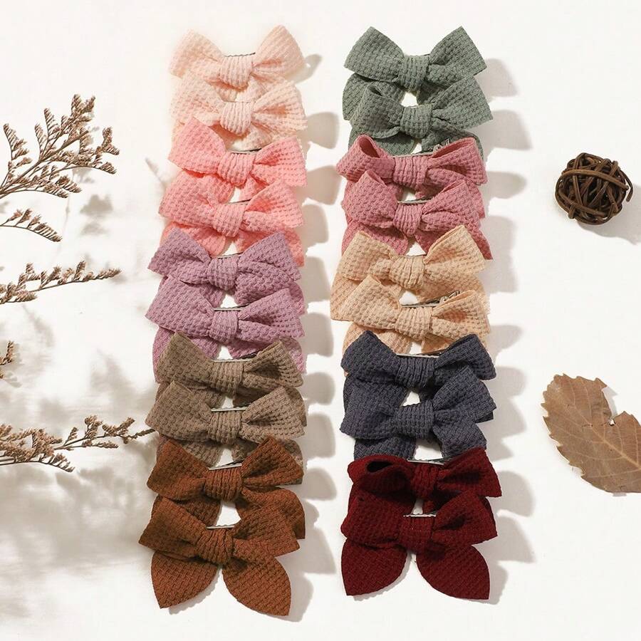 bilicaca 20 piezas Hechas a mano clips de cabello con lazo de tela para niños, clips de cocodrilo Morandi, accesorios para el cabello de niña