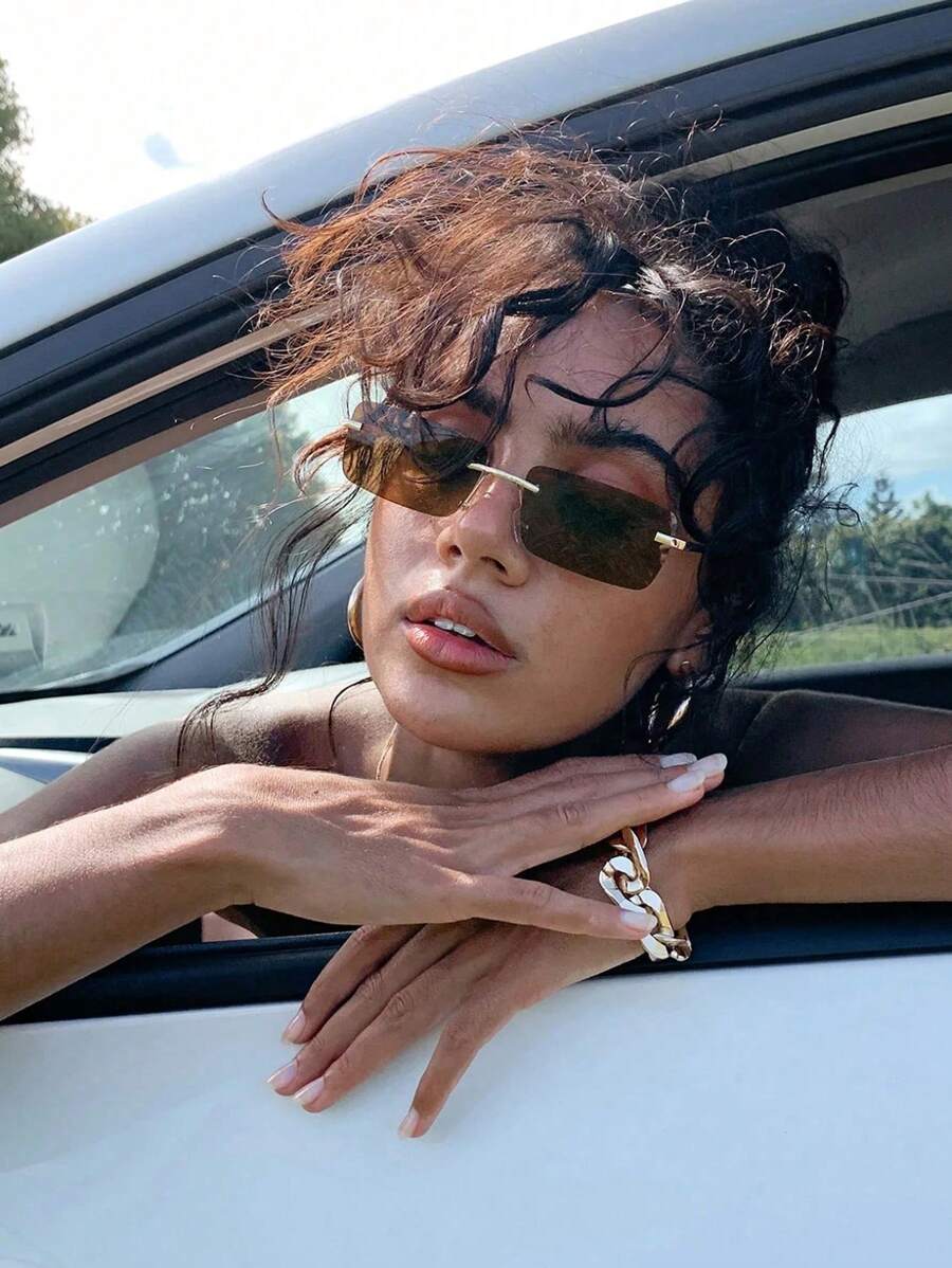 1/2/3 PCS Women's Metal Rimless Small Rectangle Fashion Eyewear For Nissan Outing And Wearing For Summer Beach Vacation,Outdoor,Travel Shades Fashion Glasses Casual Style Rectangle Frame For Going Out Outfit,Back To School