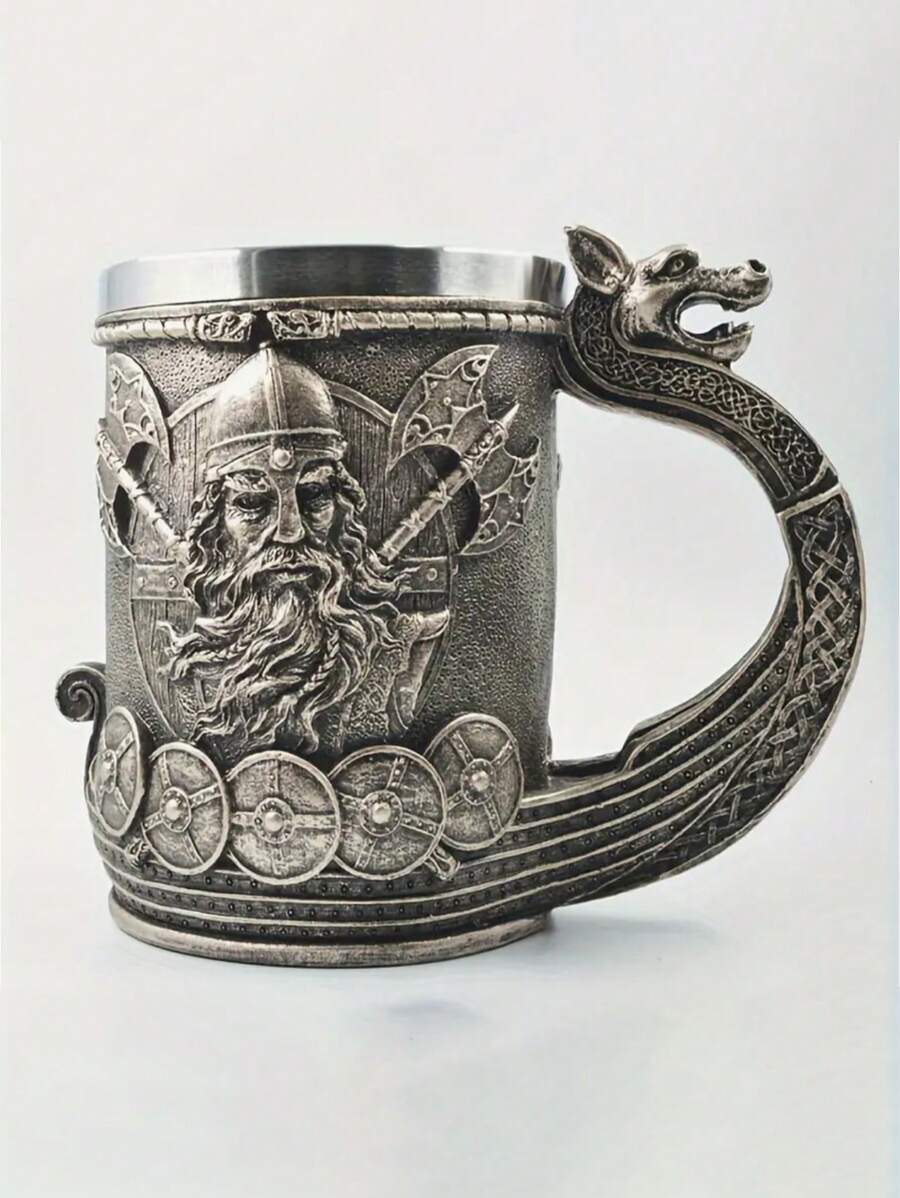 550ml Creative Personalized Wooden Barrel Resin Mug, Handmade Imitation Wood Stainless Steel Stein, Large Capacity Water Glass, Resin Art Craftsmanship For Bar Back To School