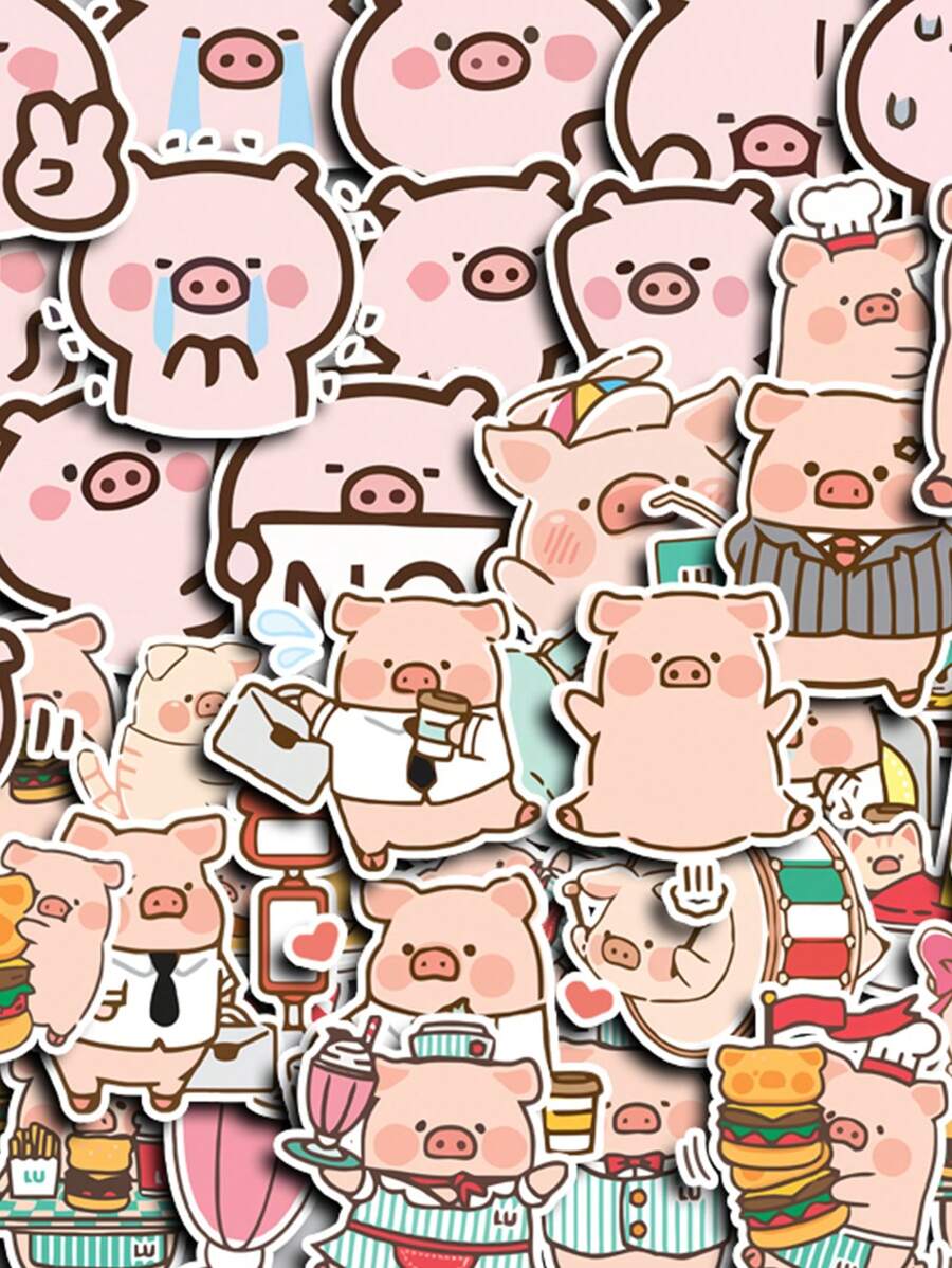 40pcs Lulu Pig Stickers For Christmas, Halloween, New Year, Cartoon, Vintage, European Style, Flowers, Plants, Animals, Back Patterns, Planner Decor, Creative Stationery, Office Supplies, Student Learning Materials, Party Gifts, Diy Paper Crafts, Explosion Boxes Back To School