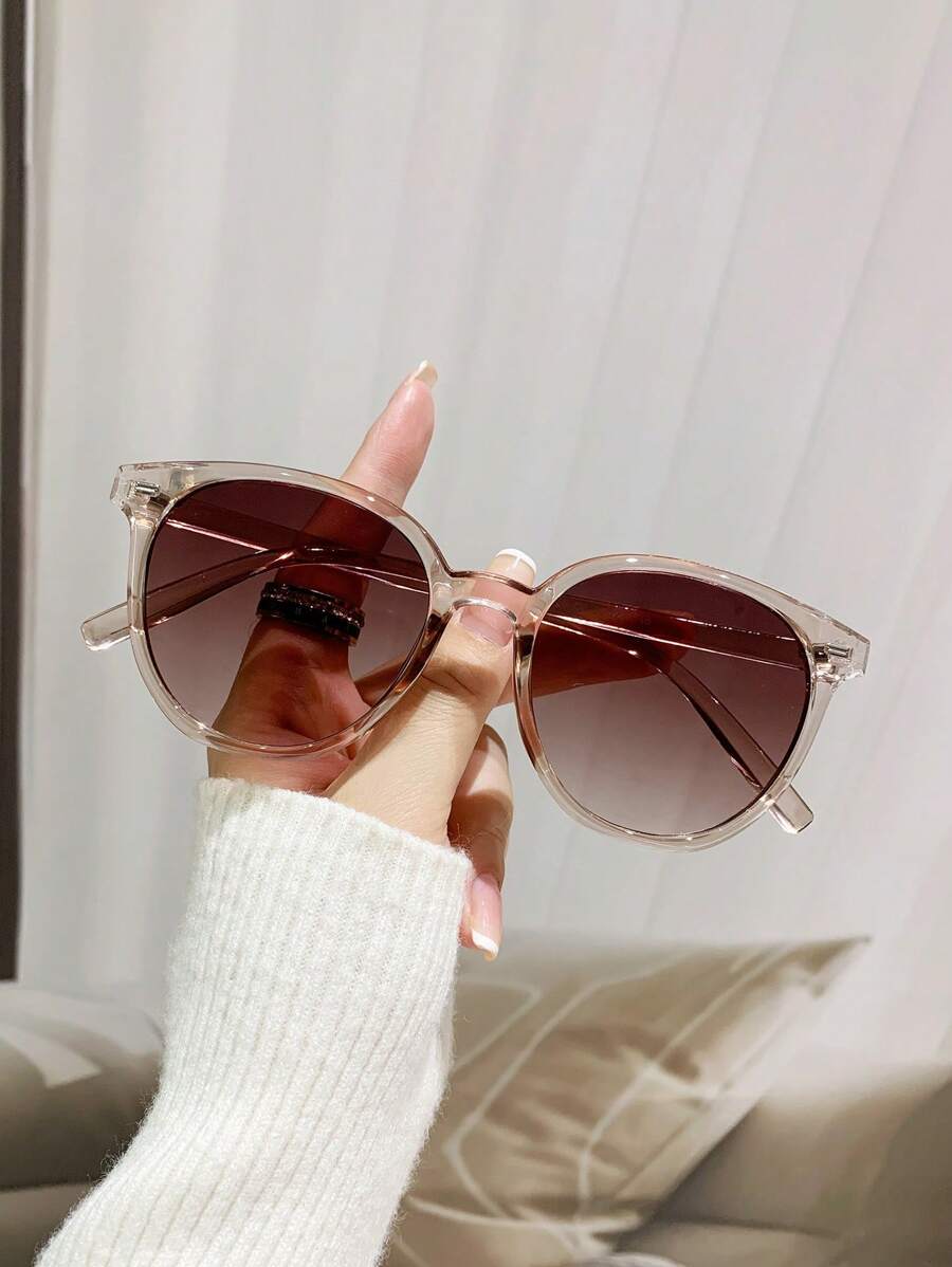 1pc Women's Round Frame Fashion Glasses With Cute Decorative Clear Lenses And Suitable For Outdoor Activities Beach Accessories For Women Glasses Shades For Summer Beach Vacation,Outdoor,Travel Casual Style Oversized Round Frame For Going Out Outfit,Back To School